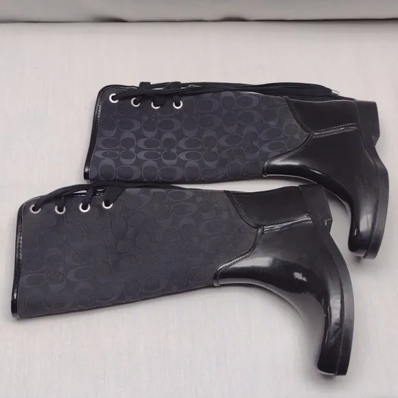 Coach Tristee tall rain boots with lace up back