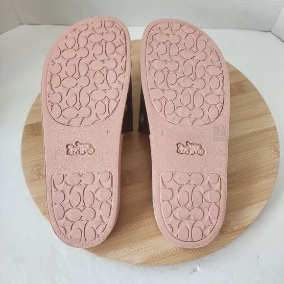 Coach ULI Flora Slides Womens Sz 9B Monogram Signature C7675 Coated Canvas 2021