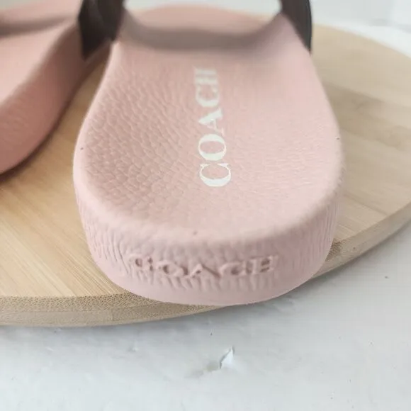 Coach ULI Flora Slides Womens Sz 9B Monogram Signature C7675 Coated Canvas 2021
