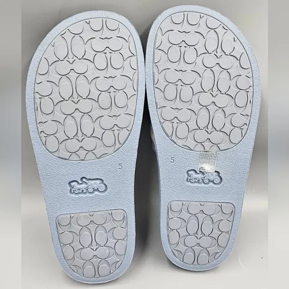 COACH ULI SPORT SLIDE WITH HORSE CARRIAGE CORNFLOWER CHALK WOMEN'S SIZE 5