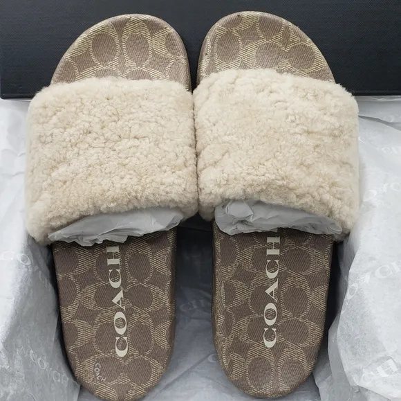 Coach Ulla Shearling Slides Ivory casual slip on