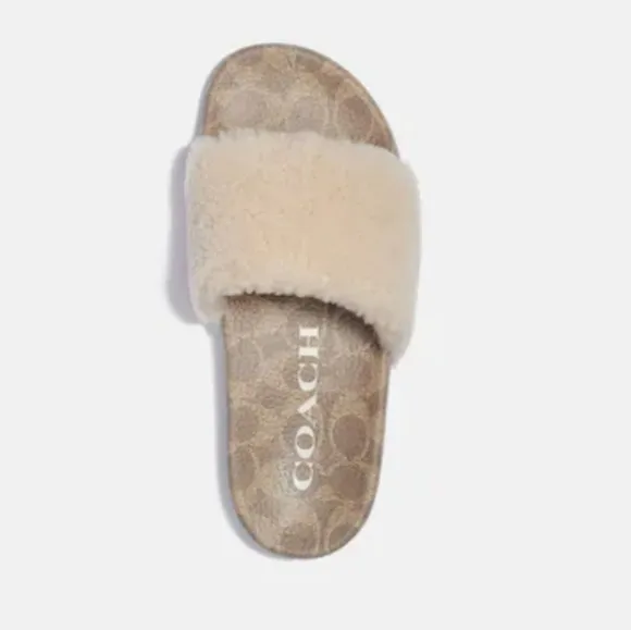Coach Ulla Shearling Slides Ivory casual slip on