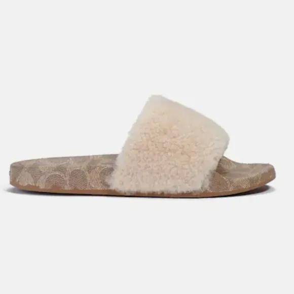 Coach Ulla Shearling Slides Ivory casual slip on