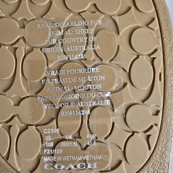 Coach Ulla Sherling Slides Casual Slip On Ivory Ladies sz 10