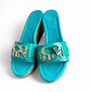 COACH Women's Turquoise Slide Sandals