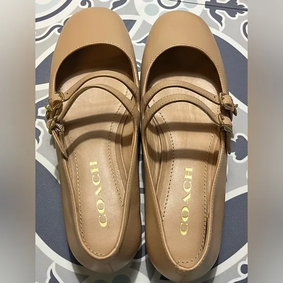 Coach Women's Whitley Leather Mary Jane Flat, Size 5.5B