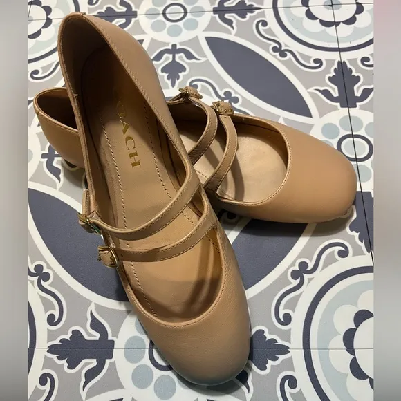 Coach Women's Whitley Leather Mary Jane Flat, Size 5.5B