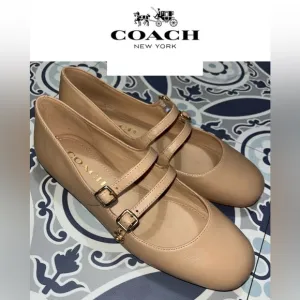 Coach Women's Whitley Leather Mary Jane Flat, Size 5.5B