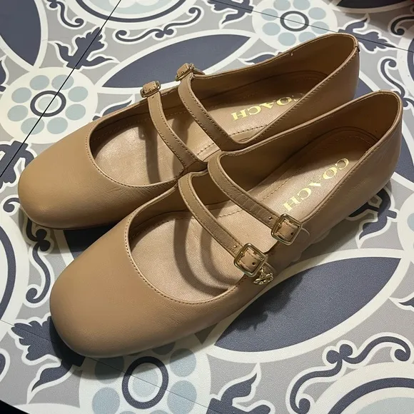 Coach Women's Whitley Leather Mary Jane Flat, Size 5.5B