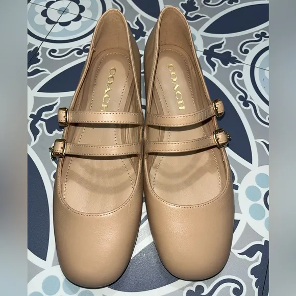 Coach Women's Whitley Leather Mary Jane Flat, Size 5.5B