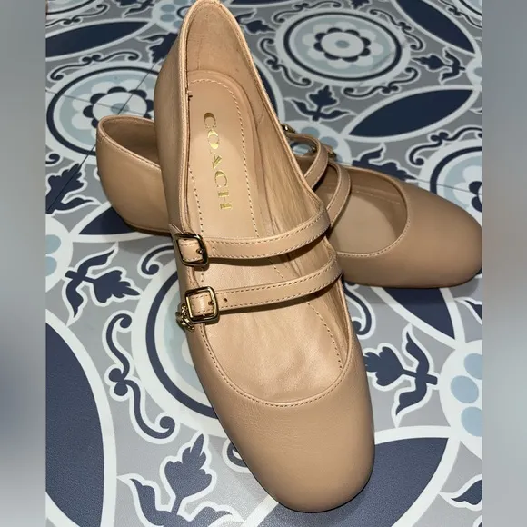 Coach Women's Whitley Leather Mary Jane Flat, Size 5.5B