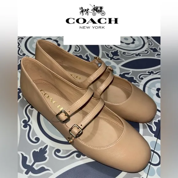 Coach Women's Whitley Leather Mary Jane Flat, Size 5.5B