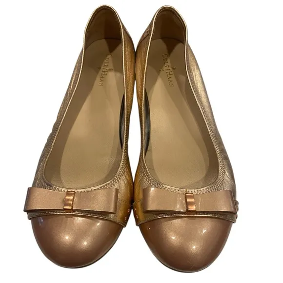 Cole Haan Air Monica Ballet Flat,women Rose Gold leather slip ballets, Size 7B
