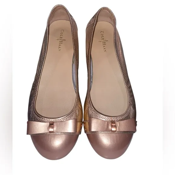 Cole Haan Air Monica Ballet Flat,women Rose Gold leather slip ballets, Size 7B