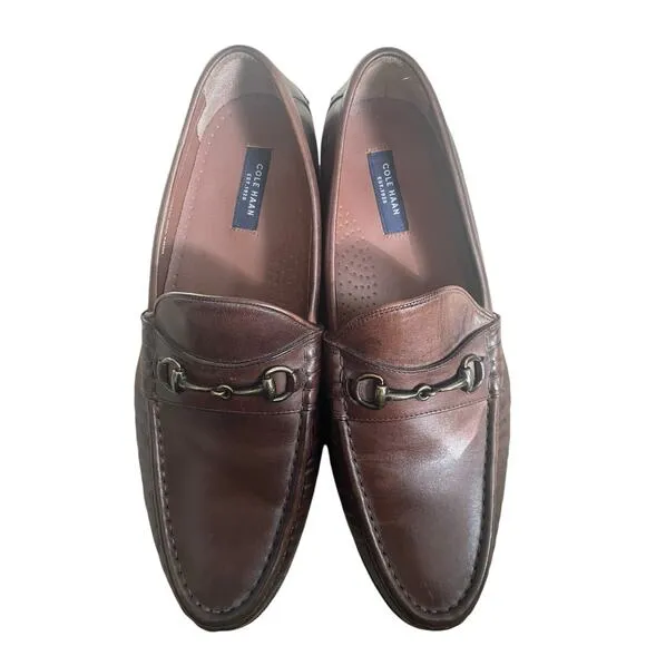 Cole Haan Dark Brown Leather Loafers w/ Bronze Horsebit Hardware Size 9.5 M