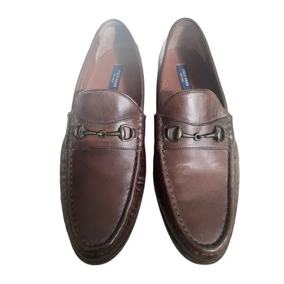 Cole Haan Dark Brown Leather Loafers w/ Bronze Horsebit Hardware Size 9.5 M
