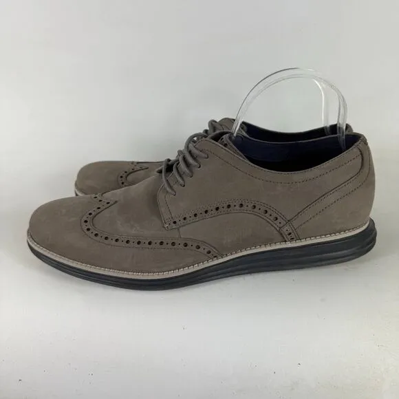Cole Haan Grand.OS Wingtip Casual Oxford Men's 12 Beige Leather Low Top C28876