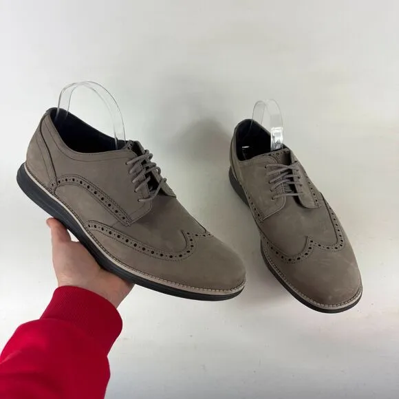 Cole Haan Grand.OS Wingtip Casual Oxford Men's 12 Beige Leather Low Top C28876