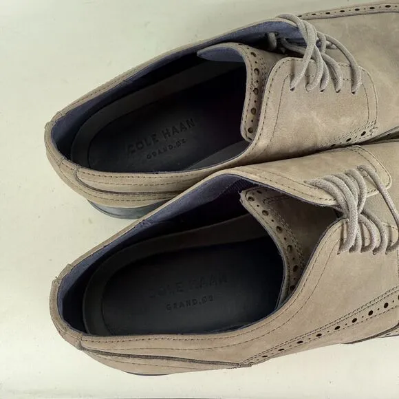 Cole Haan Grand.OS Wingtip Casual Oxford Men's 12 Beige Leather Low Top C28876
