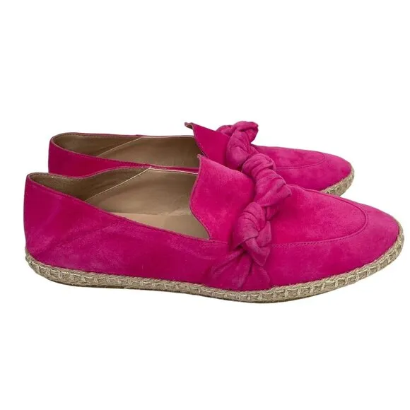Cole Haan Pink Cloudfeel Knotted Suede Leather Espadrille Loafer Flats SZ 7.5