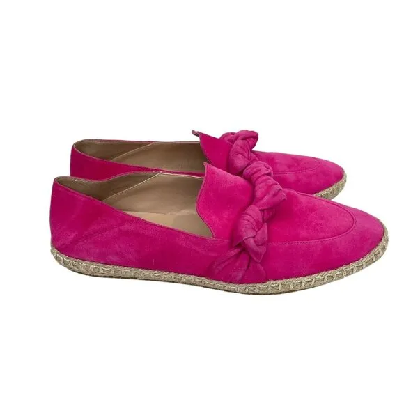 Cole Haan Pink Cloudfeel Knotted Suede Leather Espadrille Loafer Flats SZ 7.5