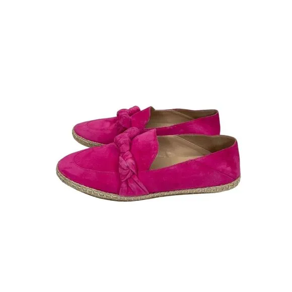 Cole Haan Pink Cloudfeel Knotted Suede Leather Espadrille Loafer Flats SZ 7.5