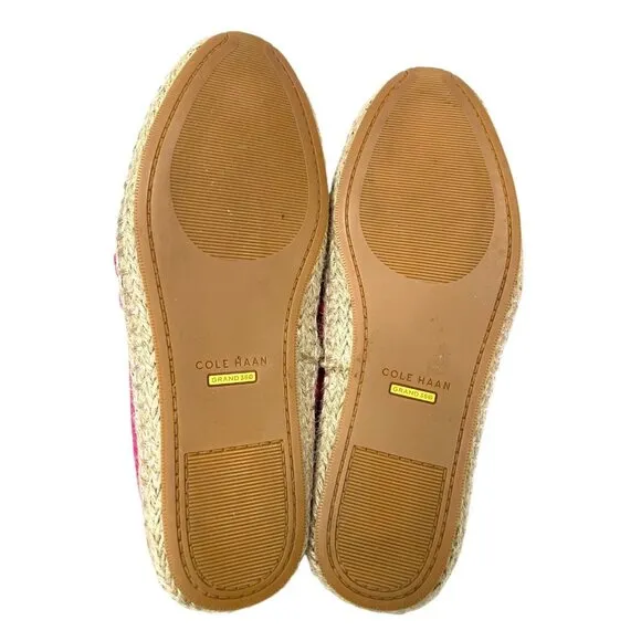 Cole Haan Pink Cloudfeel Knotted Suede Leather Espadrille Loafer Flats SZ 7.5