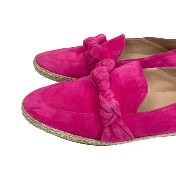 Cole Haan Pink Cloudfeel Knotted Suede Leather Espadrille Loafer Flats SZ 7.5