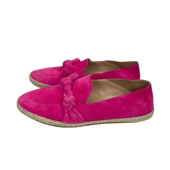 Cole Haan Pink Cloudfeel Knotted Suede Leather Espadrille Loafer Flats SZ 7.5