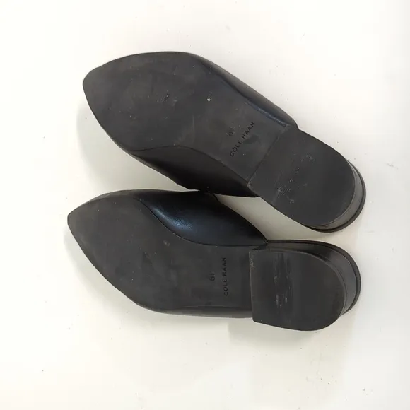 Cole Haan Pointed Toe Leather Slides Slipper Black 6.5 preppy Business casual