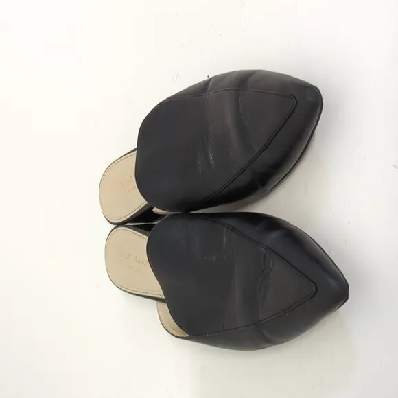 Cole Haan Pointed Toe Leather Slides Slipper Black 6.5 preppy Business casual