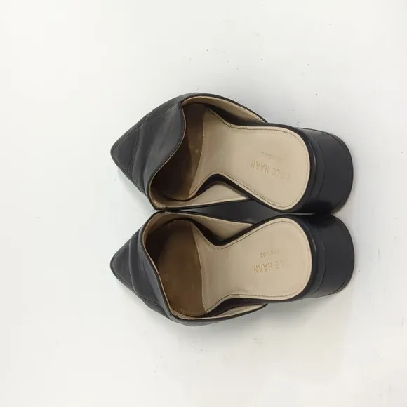 Cole Haan Pointed Toe Leather Slides Slipper Black 6.5 preppy Business casual