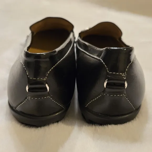 Cole Haan Treva x Nike Air Black Leather Silvertone Horsebit Loafers Size 10B