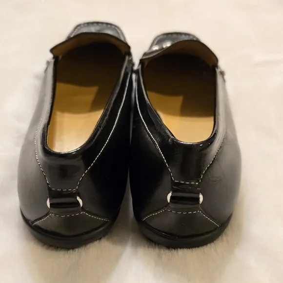 Cole Haan Treva x Nike Air Black Leather Silvertone Horsebit Loafers Size 10B