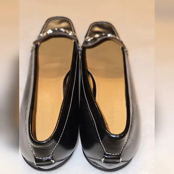 Cole Haan Treva x Nike Air Black Leather Silvertone Horsebit Loafers Size 10B