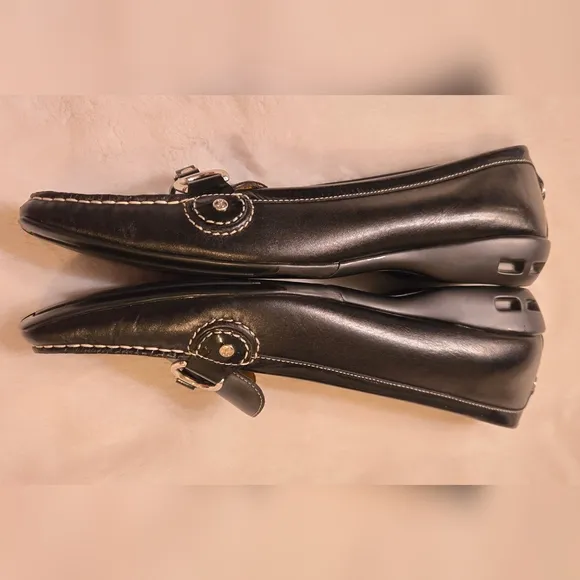 Cole Haan Treva x Nike Air Black Leather Silvertone Horsebit Loafers Size 10B