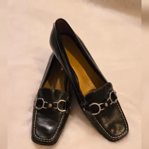 Cole Haan Treva x Nike Air Black Leather Silvertone Horsebit Loafers Size 10B