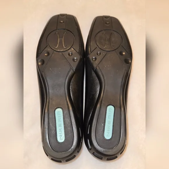 Cole Haan Treva x Nike Air Black Leather Silvertone Horsebit Loafers Size 10B