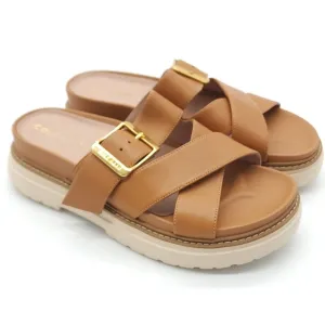 Cole Haan Women's Fraya Flats Platform Slide Adjustable Sandals Tan Size 6.5