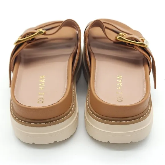 Cole Haan Women's Fraya Flats Platform Slide Adjustable Sandals Tan Size 6.5