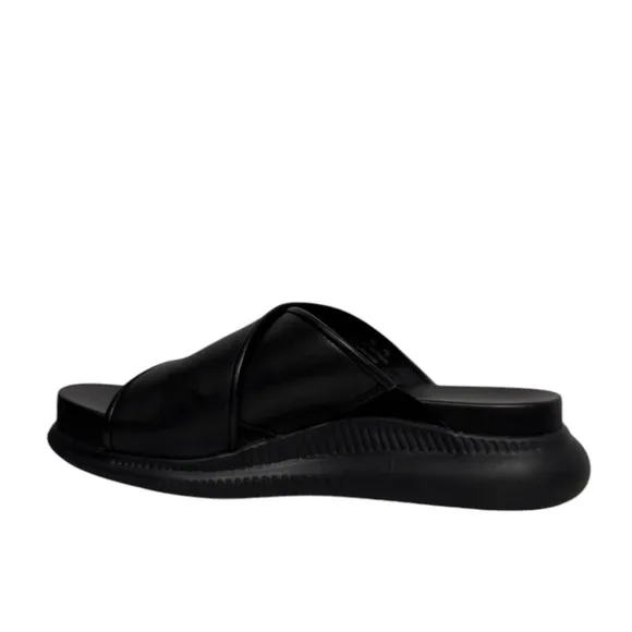 Cole Haan Zero Grand Criss Cross Leather Casual Slide Sandal Black 7