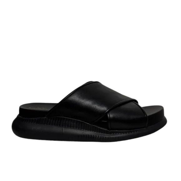 Cole Haan Zero Grand Criss Cross Leather Casual Slide Sandal Black 7