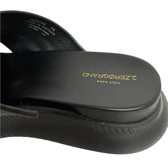 Cole Haan Zero Grand Criss Cross Leather Casual Slide Sandal Black 7