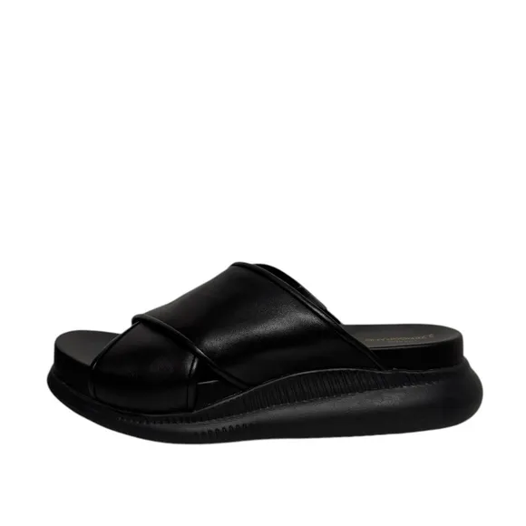 Cole Haan Zero Grand Criss Cross Leather Casual Slide Sandal Black 7