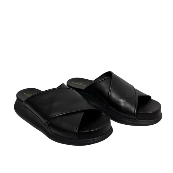 Cole Haan Zero Grand Criss Cross Leather Casual Slide Sandal Black 7
