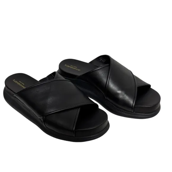 Cole Haan Zero Grand Criss Cross Leather Casual Slide Sandal Black 7