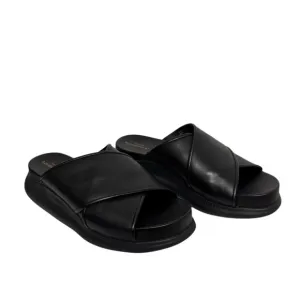 Cole Haan Zero Grand Criss Cross Leather Casual Slide Sandal Black 7