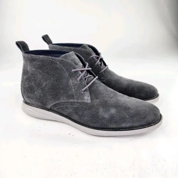 Cole Haan Grand Evolution Chukka Boots US 11 M Gray Suede Lace Up Casual Shoes