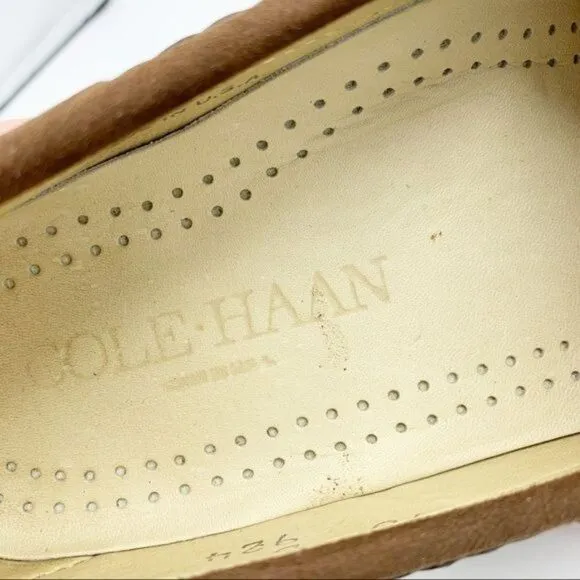 Cole Haan Men’s Brown Suede Tassel Loafers with Braided Leather Lacing’s 7.0 D