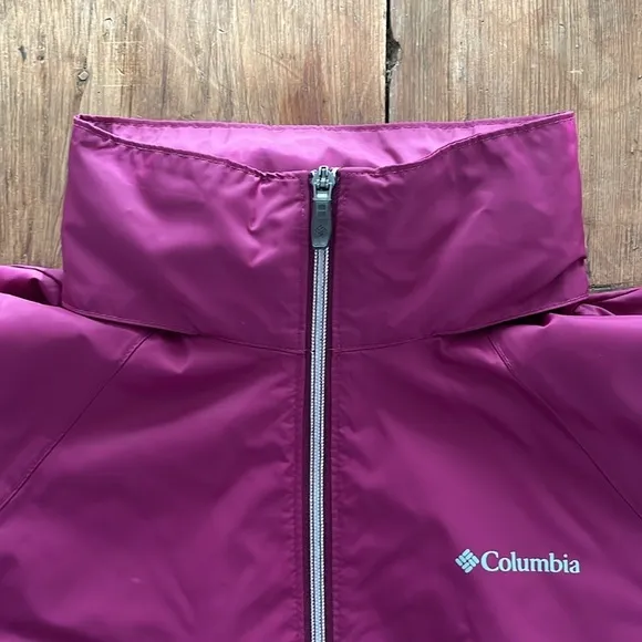 Columbia Lightweight Waterproof Hooded Jacket Purple Hooded Nylon Size Large